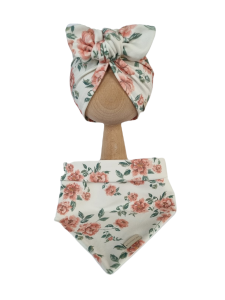 KOMPLET TURBAN POJEDYNCZY MOTYLEK  I CHUSTA Malowane Róże