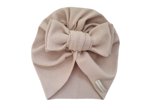 TURBAN BIG BOW PRĄŻEK Jasny Beż