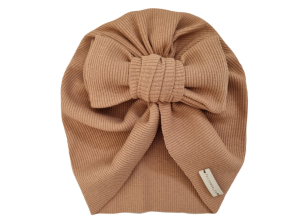 TURBAN BIG BOW PRĄŻEK Karmel
