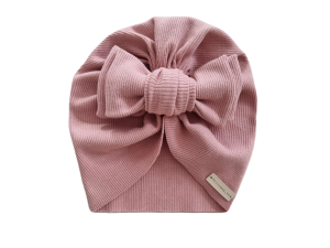 TURBAN BIG BOW PRĄŻEK Pudrowy Róż