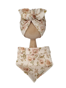 KOMPLET TURBAN POJEDYNCZY MOTYLEK  I CHUSTA Jaskry Beż
