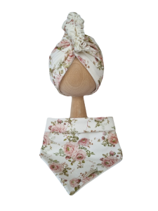 KOMPLET TURBAN FALBANKA PODWÓJNY I CHUSTA Jaskry Biel