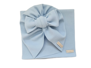 KOMPLET PRĄŻEK TURBAN BIG BOW I KOMIN Błękit