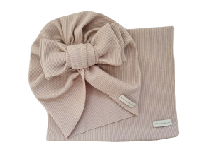 KOMPLET PRĄŻEK TURBAN BIG BOW I KOMIN Jasny Beż