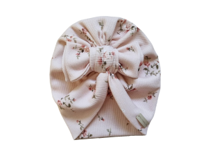 TURBAN BIG BOW PRĄŻEK PODWÓJNY Drobne Różyczki Róż