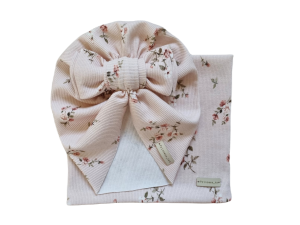 KOMPLET PRĄŻEK TURBAN BIG BOW I KOMIN Drobne Różyczki Róż