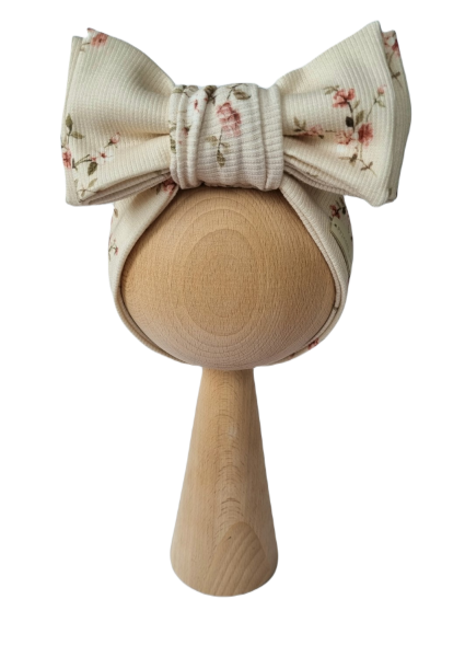 Opaska Big Bow Drobne Różyczki Beż (1).png