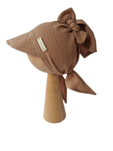 MUŚLINOWA CHUSTKA Z DASZKIEM WIĄZANA Cappuccino
