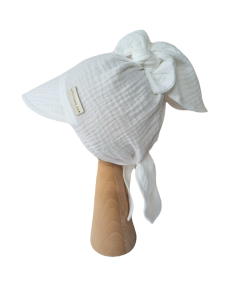 MUŚLINOWA CHUSTKA Z DASZKIEM WIĄZANA Ecru