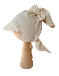 MUŚLINOWA CHUSTKA Z DASZKIEM WIĄZANA Jasny Beż