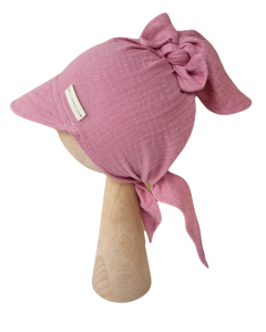 MUŚLINOWA CHUSTKA Z DASZKIEM WIĄZANA Malinowa