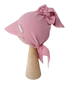 MUŚLINOWA CHUSTKA Z DASZKIEM WIĄZANA Pudrowy Róż