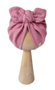 TURBAN MUŚLINOWY MOTYLEK Malinowy