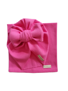 KOMPLET PRĄŻEK TURBAN BIG BOW I KOMIN Amarant