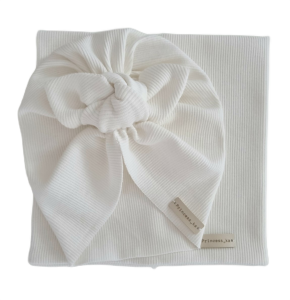 KOMPLET PRĄŻEK TURBAN MOTYLEK I KOMIN Biel