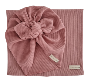 KOMPLET PRĄŻEK TURBAN MOTYLEK I KOMIN Pudrowy Róż