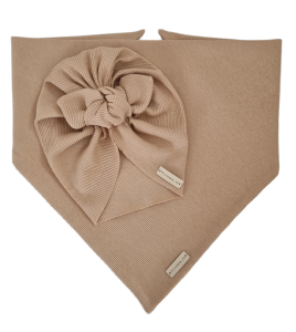 KOMPLET PRĄŻEK TURBAN MOTYLEK I CHUSTA Ciemny Beż
