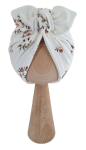 TURBAN MOTYLEK PODWÓJNY Różyczki na bawełnie Biel