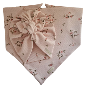 KOMPLET PRĄŻEK TURBAN PODWÓJNY MOTYLEK I CHUSTA Drobne Różyczki Róż 