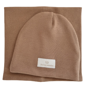 KOMPLET PRINCESSKA CZAPKA I KOMIN Latte