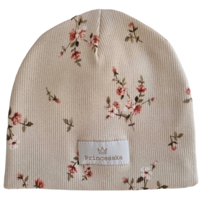 CZAPKA PRĄŻEK Drobne Różyczki Beż 