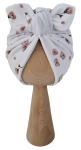 TURBAN MOTYLEK PODWÓJNY Fiołki na Bieli