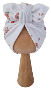 TURBAN MOTYLEK PODWÓJNY Czerwone kwiatki