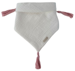 CHUSTA Muślinowa Ecru Z CHWOSTAMI Róż 