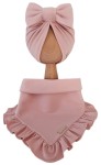 KOMPLET TURBAN POJEDYNCZY KOKARDA  I CHUSTA Z FALBANKĄ Jasny Róż