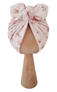 TURBAN MOTYLEK PODWÓJNY Magnolie na Różu