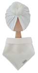 KOMPLET TURBAN POJEDYNCZY DONUT I CHUSTA Śmietankowa Biel