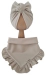 KOMPLET TURBAN POJEDYNCZY SUPEŁEK  I CHUSTA Z FALBANKĄ Jasny Beż