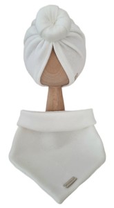 KOMPLET SWETROWY TURBAN POJEDYNCZY DONUT I CHUSTA Ecru