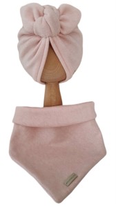 KOMPLET SWETROWY TURBAN POJEDYNCZY MOTYLEK I CHUSTA Jasny Róż