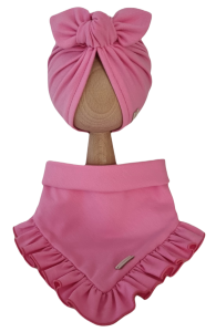 KOMPLET TURBAN POJEDYNCZY MOTYLEK  I CHUSTA Z FALBANKĄ Landrynka