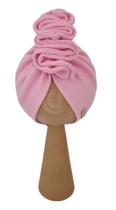 TURBAN PODWÓJNY PRĄŻEK Z OZDOBNĄ FALBANKĄ Jasny Róż