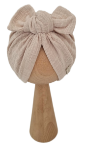 TURBAN MUŚLIN LEN SUPEŁEK Beż