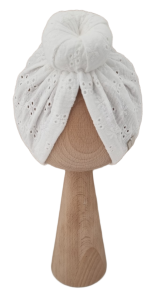TURBAN MUŚLINOWY DONUT Haftowany Śmietankowa Biel