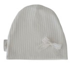 CZAPKA kokardka koronkowa sweterek prążek Ecru 