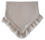 CHUSTA Z KORONKOWĄ FALBANKĄ sweterek prążek Jasny Beż