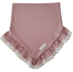 CHUSTA Z KORONKOWĄ FALBANKĄ sweterek prążek Pudrowy Róż