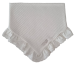 CHUSTA Z KORONKOWĄ FALBANKĄ sweterek prążek Ecru