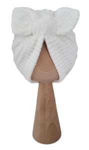 VELVET PRĄŻEK TURBAN PODWÓJNY MOTYLEK Ecru