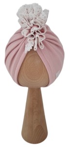 TURBAN FALBANKA Z KORONKĄ Jasny Róż 