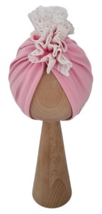 TURBAN FALBANKA Z KORONKĄ Róż