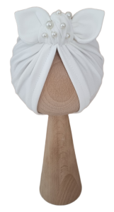 TURBAN Z KORALIKAMI Śmietankowa BIel