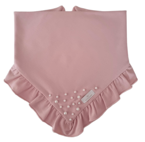 CHUSTA Z FALBANKĄ I KORALIKAMI Jasny Róż