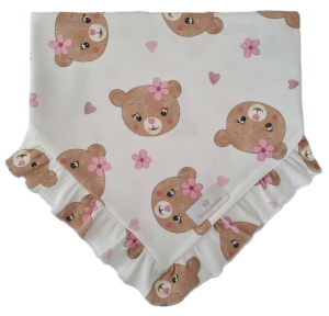 CHUSTA Z FALBANKĄ PRĄŻEK Misie na Bieli