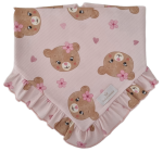 CHUSTA Z FALBANKĄ PRĄŻEK Misie na Różu