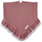 CHUSTA Z KORONKOWĄ FALBANKĄ Pudrowy Róż